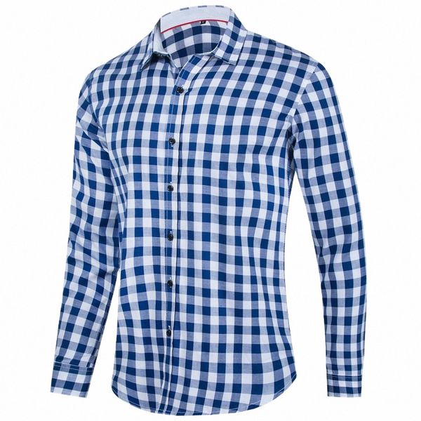 2024 Nouveaux hommes Pliad Chemise à carreaux 100% Cott Lg Manches Popeline Dr Chemise Casual Busin Regular Fit Vichy Chemises pour hommes t3EZ #