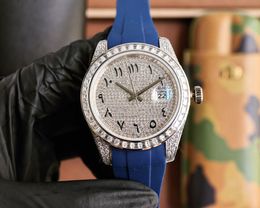 2024 New Men's Watch Full Diamond Full Automatic mécanical Watch 41mm Sapphire Miroir en caoutchouc Colore bracele