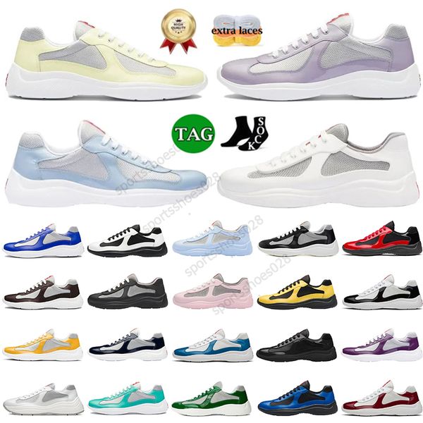 2024 Nouveaux Hommes Femmes Coupe Américaine Chaussures Casual Baskets Basses En Cuir Nylon PVC Maille À Lacets Prads Designer Triple Noir Semelle En Caoutchouc Tissu Baskets En Plein Air 36-46