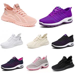 2024 NIEUWE MANNEN VROUWEN SCHOENEN WACHTEN Running Running Flat Shoes Soft Sole Fashion Purple White Black Comfortabele sportkleur Blokkering Q97 GAI