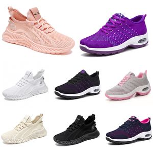 2024 NIEUWE MANNEN VROUWEN SCHOENEN WACHTEN Running Flat Shoes Soft Sole Fashion Purple White Black Comfortabele sportkleur Blokkering Q91 GAI