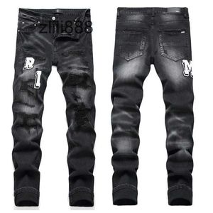 2024 New Mens Jeans 3529 Jeans noir vintage Ripped Trend Stretch Slim Fashion Pantal