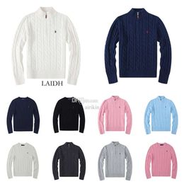 2024 New Mens Polo Designer Sweater Shirts épais Half Halping High Necy Tile chaud Slim Knit Knitting Choters Small Horse Brand Coton Sweat-shirt 7B