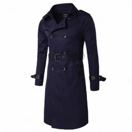 2024 New Mens Spring Autumn Windbreak Overcoat LG Trench Coats avec courroie de pois masculin à double pain à douts E68V # #