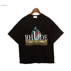 2024 Nieuwe Heren T-shirt Europese Amerikaanse Populaire Rhude Shirt Luxe Merk Heren T-shirt Mannen Vrouwen Koppels T-shirts 100% Katoen Tees Ons 593