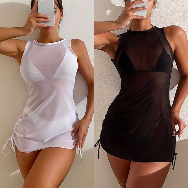 2024 Nouveau maillage en bikini sexy transparent en lacet épicé couvrant des maillots de bain une pièce pour les femmes GCVD
