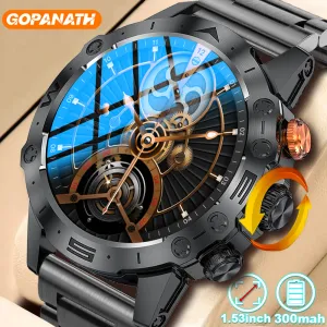 Montre connectée militaire de sport de plein air pour hommes, écran HD de 2024 pouces, GPS, suivi des mouvements, appels Bluetooth, pour Android et Ios, nouveau, 1.53