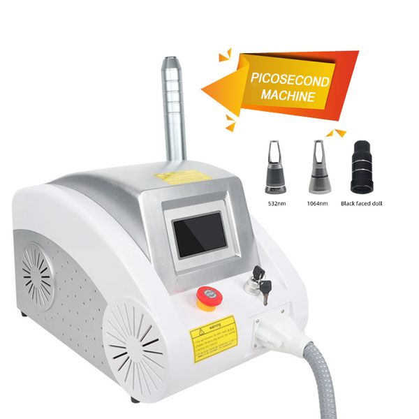 2024 NOUVEAU MINI ND YAG LASER PICOSECOND MACHINE LASER LASER Machine de retrait de tatouage picoseconde 1064 532 Black Doll Head pour blanchir de la peau