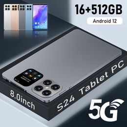 2024 NOUVEAU MOBILE PHONESS24 Ultra Snapdragon888, 10 cœurs Écran HD 8 pouces, Réseau 5G 16 Go + 512 Go Batterie 8800mAh Dual SIM CELULES Android Déverrouillé 8000mAh Téléphone cellulaire