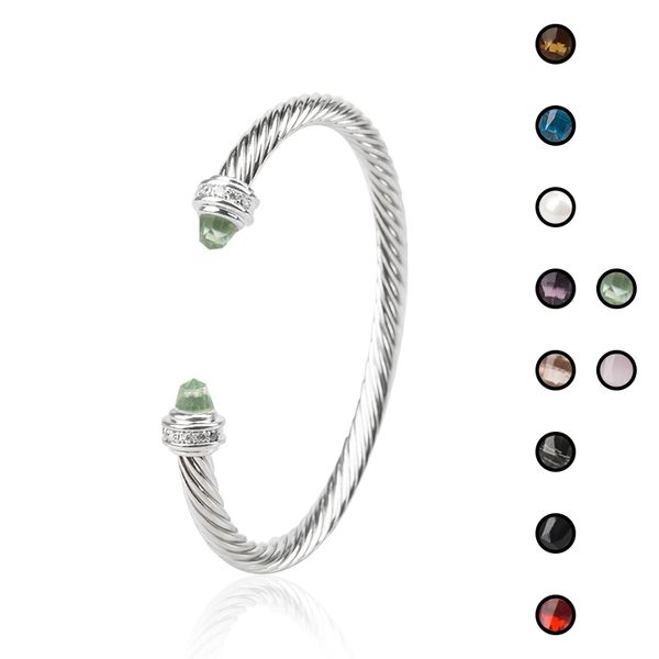 2024 Nouveau modèle de bracelet couleur argent, bracelet torsadé, collier plaqué or blanc, bracelet de créateur, onyx noir, zircone, bracelet de luxe pour femmes juives