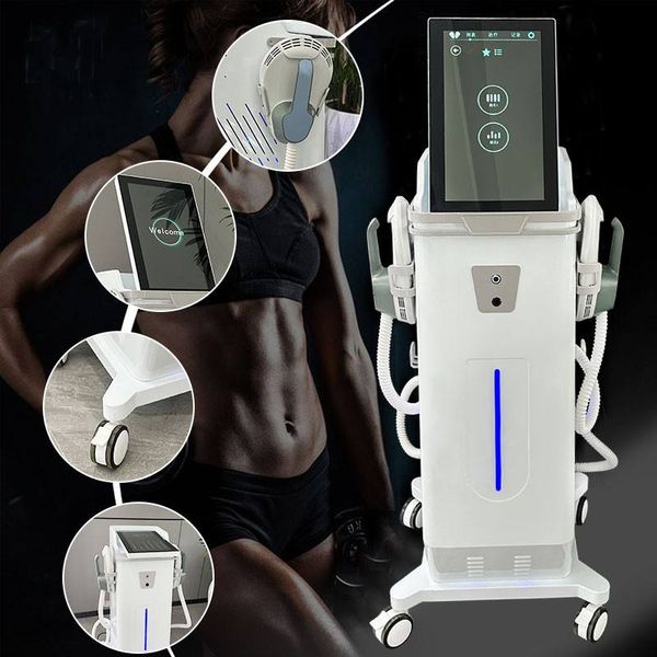 2024 Nouveau modèle EMS RF Électrostimulation musculaire Dissolvant les graisses Sculpture corporelle 4/2 poignées Salon de fitness vertical pour la mise en forme des courbes