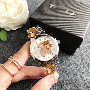 Pulsera de moda con dijes, nuevo modelo 2024, elegante oso español y reloj estético para parejas