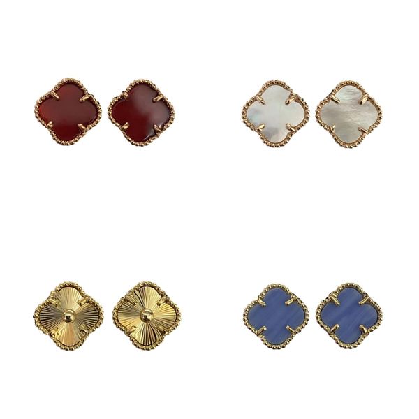 2024 Nouveau modèle Stud Designer Boucle d'oreille Classique Trèfle à quatre feuilles Boucle d'oreille Stud Or 18 carats Plusieurs couleurs Boucle d'oreille Bijoux de luxe pour femmes Cadeau de la Saint-Valentin