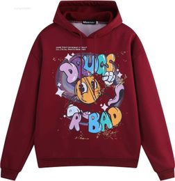 2024 Nuevo Modelmen Sudaderas con capucha Maener Novedad Sudadera con capucha Drugs r Bad Patrón de dibujos animados Sudadera con capucha para hombres y mujeres