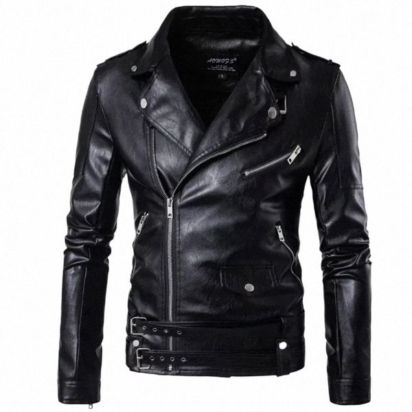 2024 Nouvelle veste en cuir de pilote de moto Fi Marque Designer pour hommes Punk Wind Oblique Zipper Design Veste en cuir pour hommes Manteau z343 #