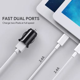 2024 Nouveau Chargeur Mini Car Double USB 4.8A Charger rapide pour le chargeur de téléphone portable Portable Xiaomi Charge rapide pour voyager Petite taille à Carfor