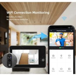 2024 NIEUW NIEUW NIEUWE TUYA SMART 1080P WIFI Door Bell Peephole Camera Viewer Home Security Two-Way Audio Night Vision 4.3 'FHD Video Doorbell