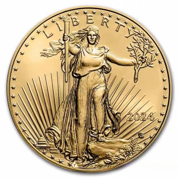 Badge d'aigle de liberté Non magnétique, pièce commémorative plaquée or et argent, Statue américaine, pièces de monnaie de petite taille, nouvelle collection 2024