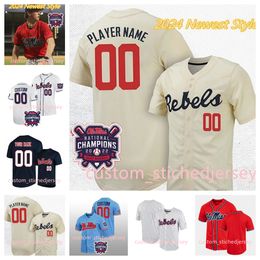 2024 Nieuwe ole Miss Rebels Baseball Custom Jerseys Drew Pomeranz Doug Nikhazy Anthony Servideo Aaron Barrett Lance Lynn Mike Mayers Ole Miss Stitched Men Youth Women