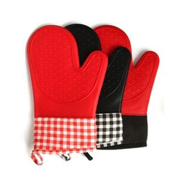 2024 NOUVEAUX Gants micro-ondes en silicone Gants BBQ Gants One Piece Baking Baking Hot Pott Toutrage Cuisine Cuisine Cuisine de cuisson pour le barbecue et les mitaines de four