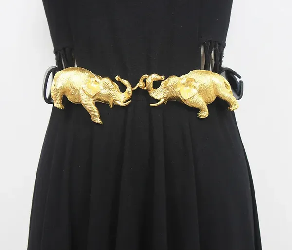 2024 Nouveau design original ceinture en cuir d'éléphant d'or de haute qualité robe de mode personnalisée ceinture élastique ceinture de créateur