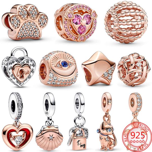 2024 nuevo Original Sterling Sier Pink Murano apasionado beso cuentas encanto pulsera DIY accesorios de joyería