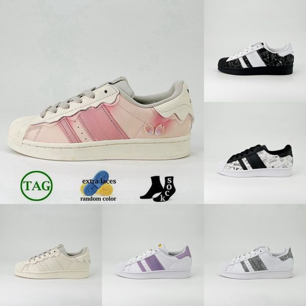 2024 Nouveaux originaux Superstar Wales Bonner Baskets Chaussures de créateurs Vintage Entraîneur Semelle antidérapante à la mode Classique Noir Blanc Hommes Femmes Chaussures Casual 36-45 opf