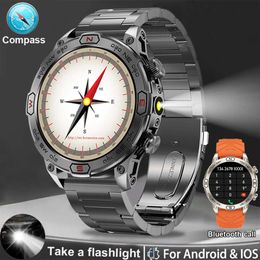 2024 Nouveau sport extérieur Smart Watch Men Men Compass LED Light 450 MAH AI Voice Bluetooth Call Health Survering Smartwatch imperméable