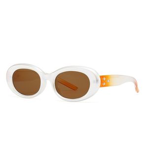 2024 novos óculos ovais premium marrom óculos de sol femininos Instagram Retro Star Rivet óculos de sol