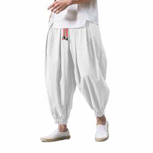 2024 nuevos hombres de gran tamaño pantalones de harén sueltos otoño lino chino pantalones de chándal con sobrepeso pantalones de marca casual de alta calidad masculino u7ow #