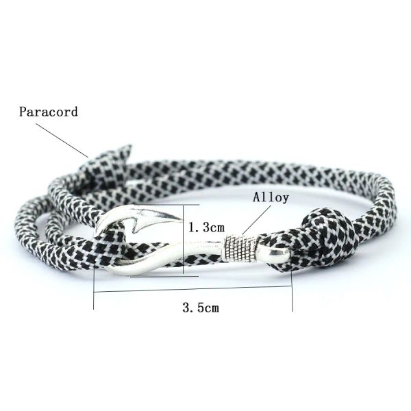 2024 NOUVEAU BRACELET PARACORD POUR MEN MEN MAINMAGE SLIDABLE ALIMENTABLE BILLE FISHHOOK BRASlet Beach Surfing Nautical Braclet Pulseria