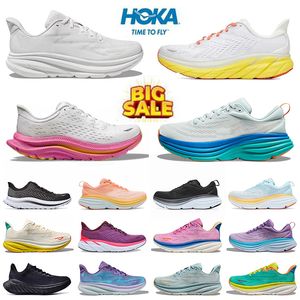 2024 Nouveaux chaussures de course de motif Hokah Bondi 8 Pale Mauve Peach Whift Clifton 8 9 Hokka Evening Primrose Mens Womens Sneakers HOK TRACHELLES DES TRAVAILLE