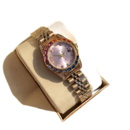 2024 Nouvelle montre femme rose, cadran rose, taille 28 mm, montre étanche profonde saphir, bracelet acier femme.Atmosphère haut de gamme de technologie exquise, noble, élégante