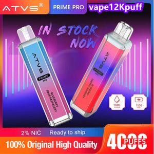 2024 Nouveau produit 100% Original ATVS 4000 Puff Vape Crystal Pen Design Petit et beau 1500mah Bobine de maille 4k Puff Bâton de cigarette électronique jetable 10 ml,