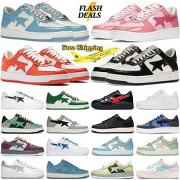 2024 Nouveau produit Designer Bapestass pour hommes pour hommes STA Casual Shoes Shark Star Sk8 Patent Leather Black Blanc Blue Men Femmes Free Free Free Sports Sneakers Trainers