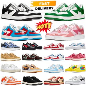 2024 nouveau produit chaussures étoiles pour hommes femmes sta designer baskets noir blanc rose bleu camo vert daim cuir verni hommes femmes bapesstars baskets de sports de plein air