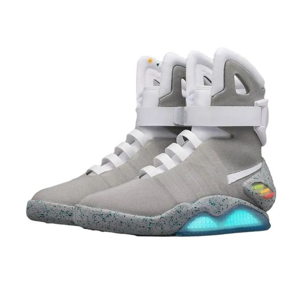 2024 Nouvelle vente limitée Chaussures à lacets automatiques Air Mag Baskets Marty Mcfly's Led Back To The Future Glow In The Dark Grey Boots Mcflys Man SportsUS 7-13