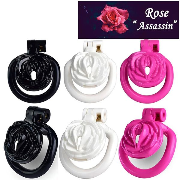 2024 Nouvelle rose design résine Chasteté mâle Lock lisse légère abstinence Birdcage Sissy Penis Lock Toys Sexe Adult