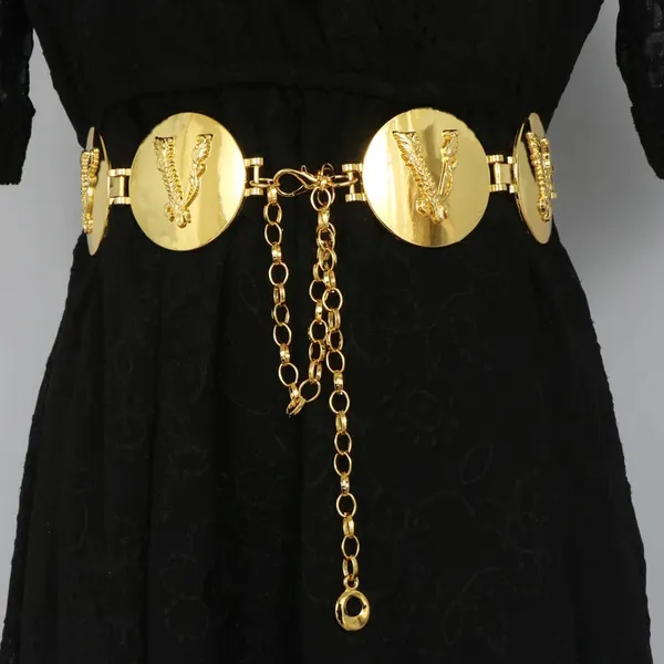 Cinturón redondo de color dorado y plateado con alfabeto para mujer, vestido de lujo, cadena de cintura larga, cinturón de diseñador, accesorios de moda, novedad de 2024