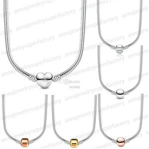 2024 S925 Collares pendientes de plata para las mujeres Joyería de diseño Original DIY ajuste Pandoras Momentos Collar de cadena de serpiente Moda Cadenas de clavícula regalo
