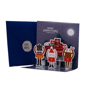 2024 Nouvel ensemble de 6 joyeux Noël Carte de voeux 3D Carte pop-up avec enveloppes autocollants de Noël Tree Snowman Santa Postcard
