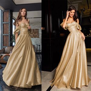 2024 Nieuwe sexy elegante moeder van de bruid jurken Black Girl Off Schouder Bling Princess Prom Party Champagne Gold Plus Size Ball Women Ocn Mothers Jown 403