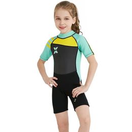 2024 NEW Short Sleeve Wetsuit Girls Swimming Fullsuit Baby Boys Back Zip Swimsuits Close Body Fullbody Diving Suit for Surfingfor boys