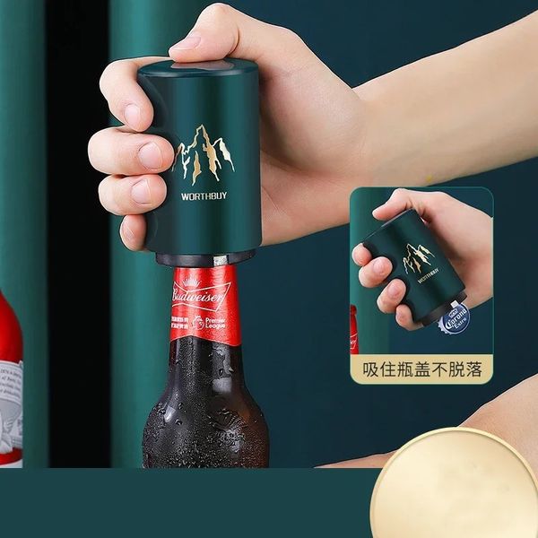 2024 Nuevo cierre de cerveza automática de acero inoxidable de ciervo Sika Varios patrones de cerveza magnet Party Automatic Press Corkscrew para Sika