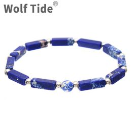 2024 Nieuwe Eenvoudige Natuursteen Kubus Bal Gestreepte Kralen Armband Dames Handwerk Ornament Elastische Armbanden Voor Beste Vrienden Boheemse Accessoires