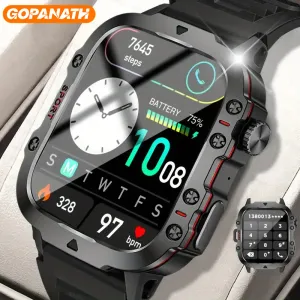 2024 nuevo reloj inteligente para hombres resistente militar Bluetooth llamada deporte ritmo cardíaco IP68 impermeable al aire libre relojes inteligentes para Android IOS