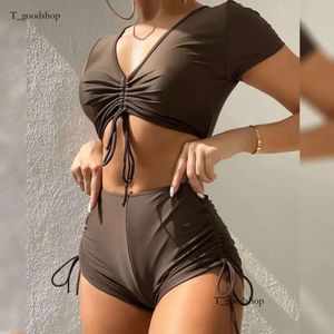 2024 NIEUWE SOFIDE KLAND VOT UP V-NECK HETE SPREENT BIKINI FLATT CORIER SHORTS Sports Beach Swimsuit voor vrouwen-8888 7AE