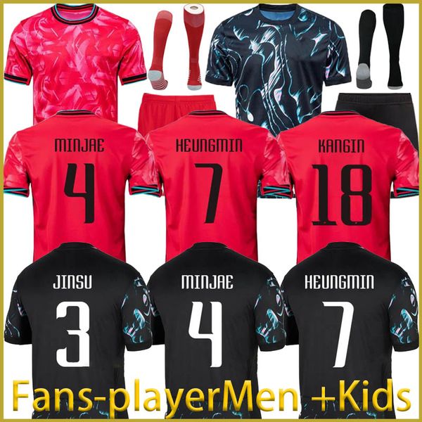 2024 Nouvelle-Corée de la Corée du Sud Football Soccer Jersey Red Black Fan Joue Heung Min Son Kang dans Lee National Team 24 25 Shirt Men Kid Kit Kit 2025 Home Away Men Uniforme Korea