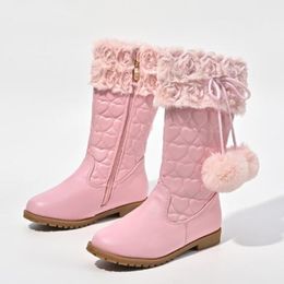 2024 Nouvelle couleur de sort épissage de bottes en cuir microfibre premium chaussures de filles talons épais talons doux semelles non glissées à la mode