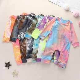 2024 Nieuwe voorjaars herfst Kinderkleding Baby Tie Dye Romper Lange mouw Zuigelingen Gradiënt kleur jumpsuits jongens meisjes casual kleding m2354''gg''2id0